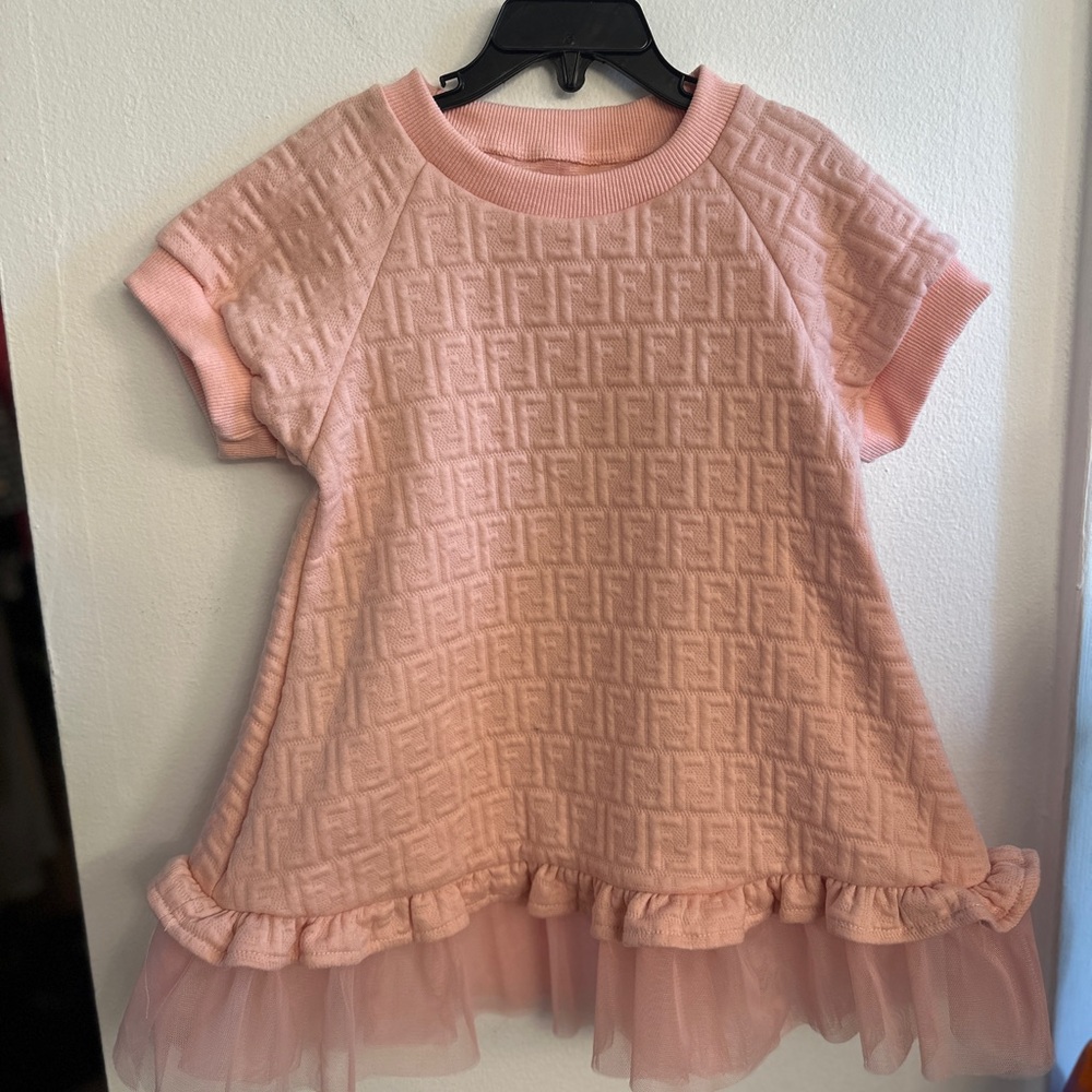 Pink Kids Dress with Ruffle Hem